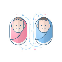 Cute newborn baby boy and girl icon. Vector illustration design.