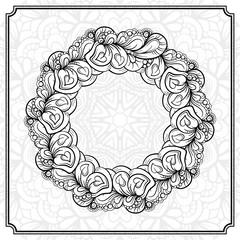 Vector round floral frame