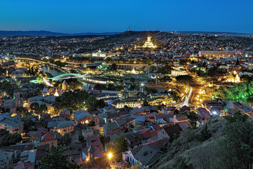 Night view of Tbilisi from Narikala Fortress, Georgia