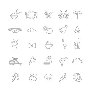 Set of simple icons with food.