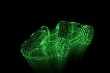 Racing Go Kart Hologram Wireframe. Nice 3D Rendering
 - obrazy, fototapety, plakaty