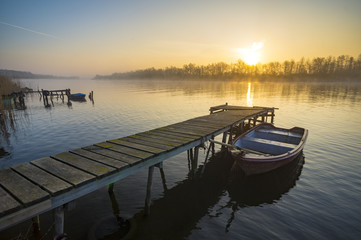Fototapeta premium fishing marina in beautiful colorful morning