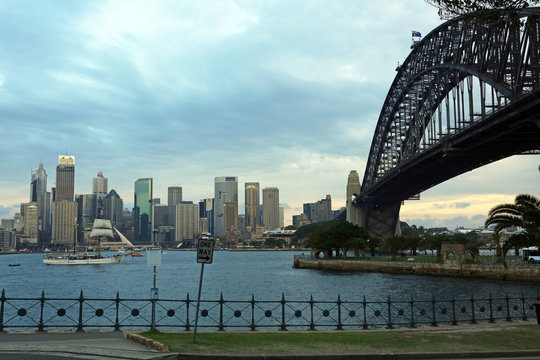 View Of Sydney And The Harbour At Dusk ,from The North Shore