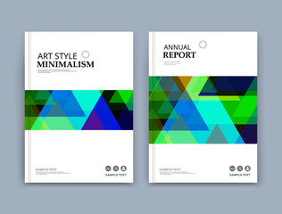 Abstract composition, patch polygonal texture, green, blue triangle part construction, white brochure title sheet, creative figure icon, bright facets, mosaic surface, puzzle banner form, flyer font