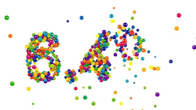 Six point four percent sign made of brightly colored little balls isolated over white background