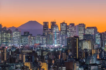 Fotobehang Skyline van Tokio en berg Fuji © f11photo