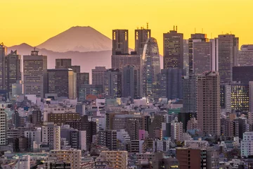 Abwaschbare Fototapete Skyline von Tokio und Berg Fuji © f11photo