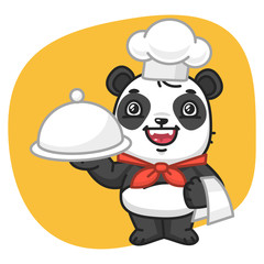 Panda Chef Holding Tray