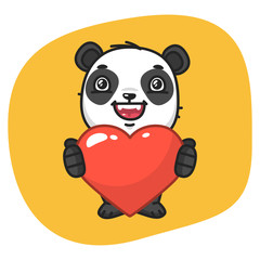 Panda Holds Heart Symbol