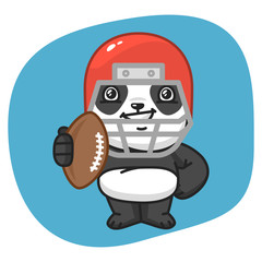 Panda American Football Player Holding Ball