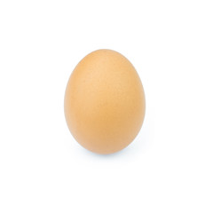 Single brown chicken egg isolated on white..