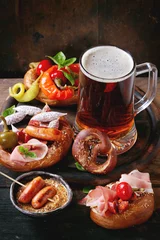 Poster Variety of meat snacks in pretzels © Natasha Breen