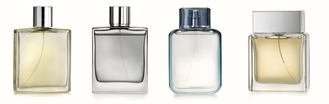 Generic perfume bottles isolated on white background