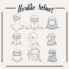 Vector Heraldic helmet Set