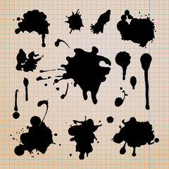 Grunge vector template with black paint ink splashes.