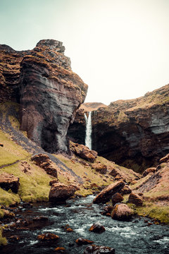 Waterfall and rock formations