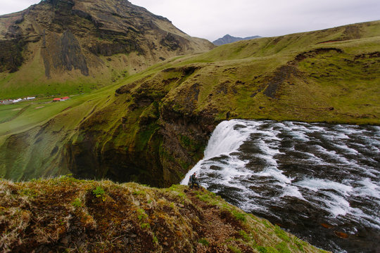 Waterfall and mountains 