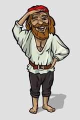 Character with a beard and mustache, a full-length. Vector illustration.