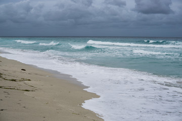 beautiful sea on a cloudy sky background. Cuba coast.