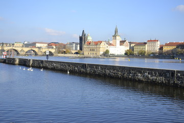 Naklejka premium Architecture of Prague and cloudy sky 