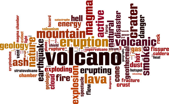 Volcano word cloud concept. Vector illustration