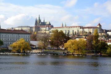 Architecture of Prague and cloudy sky 
