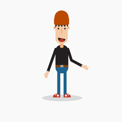 Funny cartoon guy in flat style design