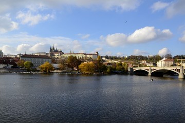 Architecture of Prague and cloudy sky 