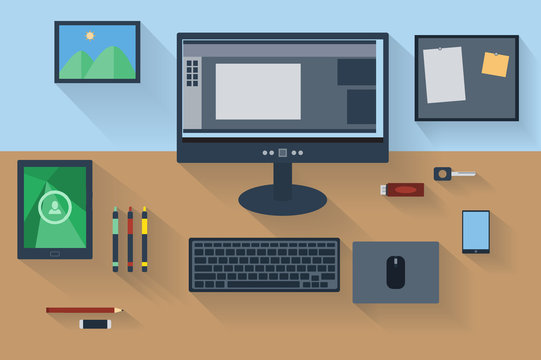 Vector illustration of modern office workplace