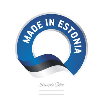 Made in Estonia flag blue color label button banner