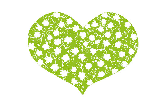 grünes Herz mit floralem Muster