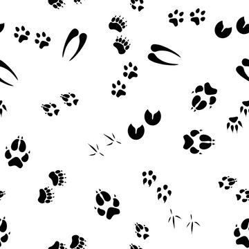 Seamless pattern with animal footprints