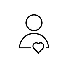 thin line user icon with heart