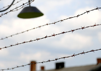 barbed wire to demarcate the concentration camp