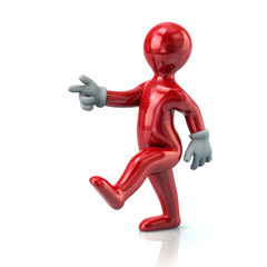 3d red man moving forward for success
