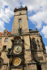 tower with astronomical clock in Prague in Czech Republic Europe