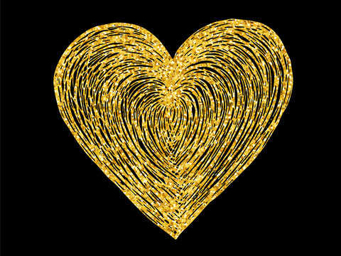Valentines day love heart golden glitter