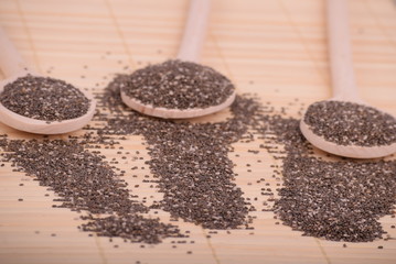 Chia seeds served on wooden spoons 
