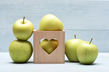 Apples with valentine gift box