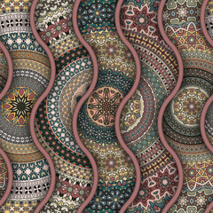 Ornate floral seamless texture, endless pattern with vintage mandala elements. - 133117152
