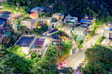 Aerial view of Jiufen townhouses