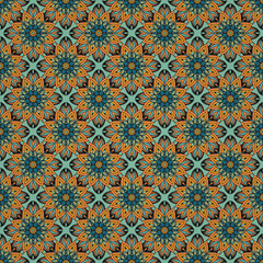 Ornate floral seamless texture, endless pattern with vintage mandala elements.