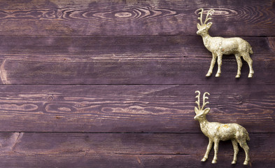 Christmas card with golden deer.