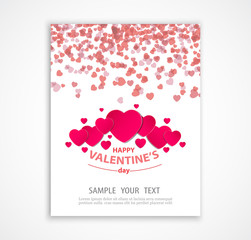 Valentine's day abstract background with paper heart. Vector illustration