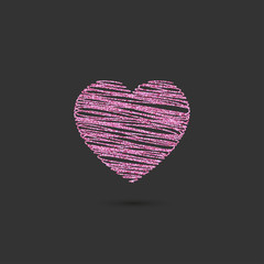 linear heart rose glitter icon, logo, symbol of love on a black background. use in decoration, design, emblem. vector illustration.