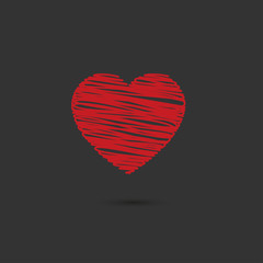linear red heart icon, logo, symbol of love on a black background. use in decoration, design, emblem. vector illustration.