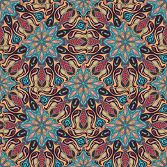 Ornate floral seamless texture, endless pattern with vintage mandala elements.