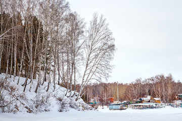 Winter landscape on the Siberian river