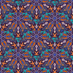 Ornate floral seamless texture, endless pattern with vintage mandala elements.