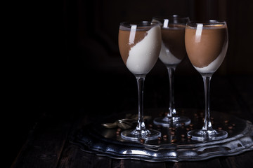 Chocolate and vanilla panna cotta